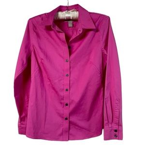 Banana Republic Size 6 petite, Pink non-iron button-down cotton shirt